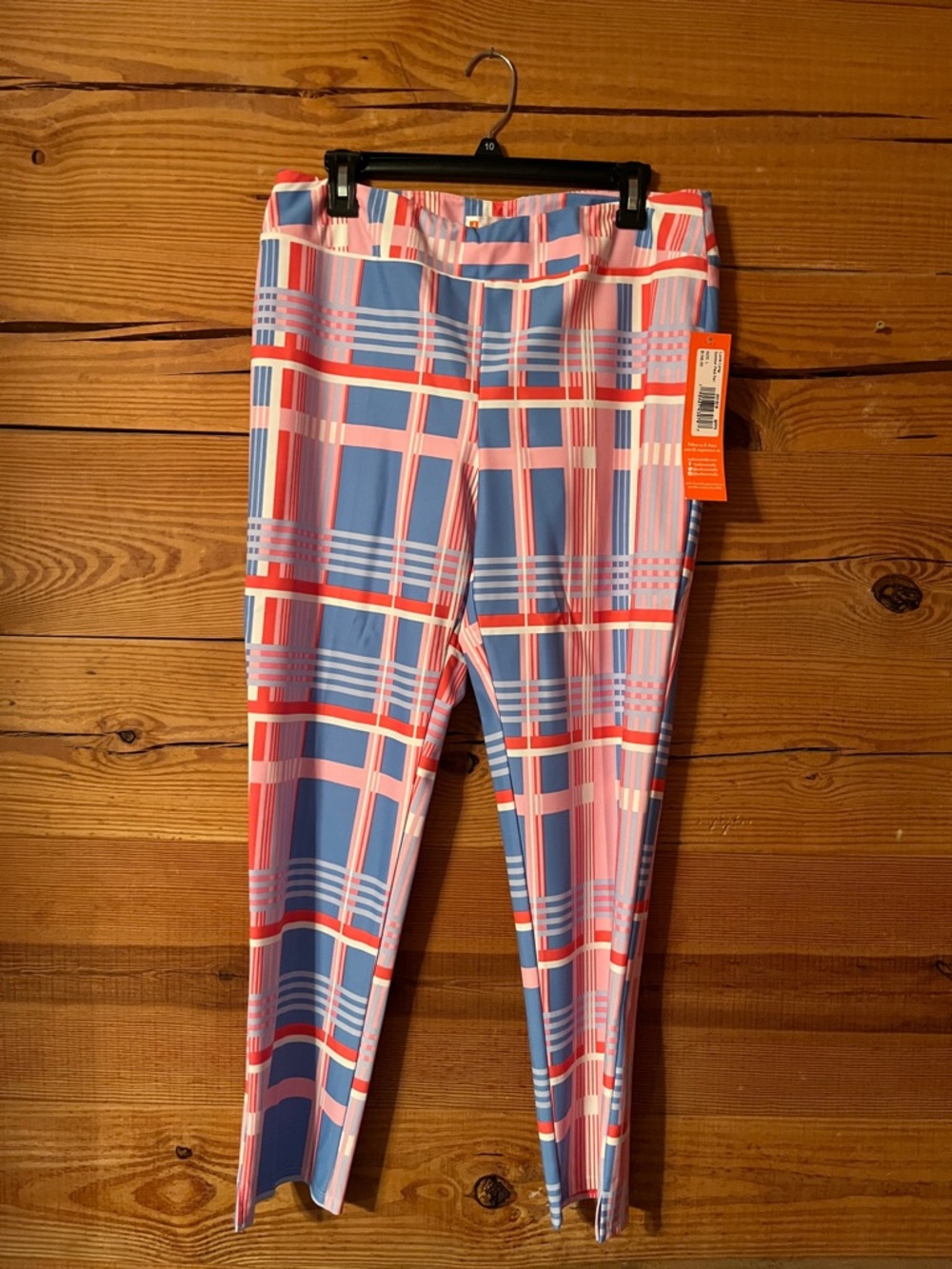 Jude Connally Lucia Long Summer Plaid Pants in Blue and Pink